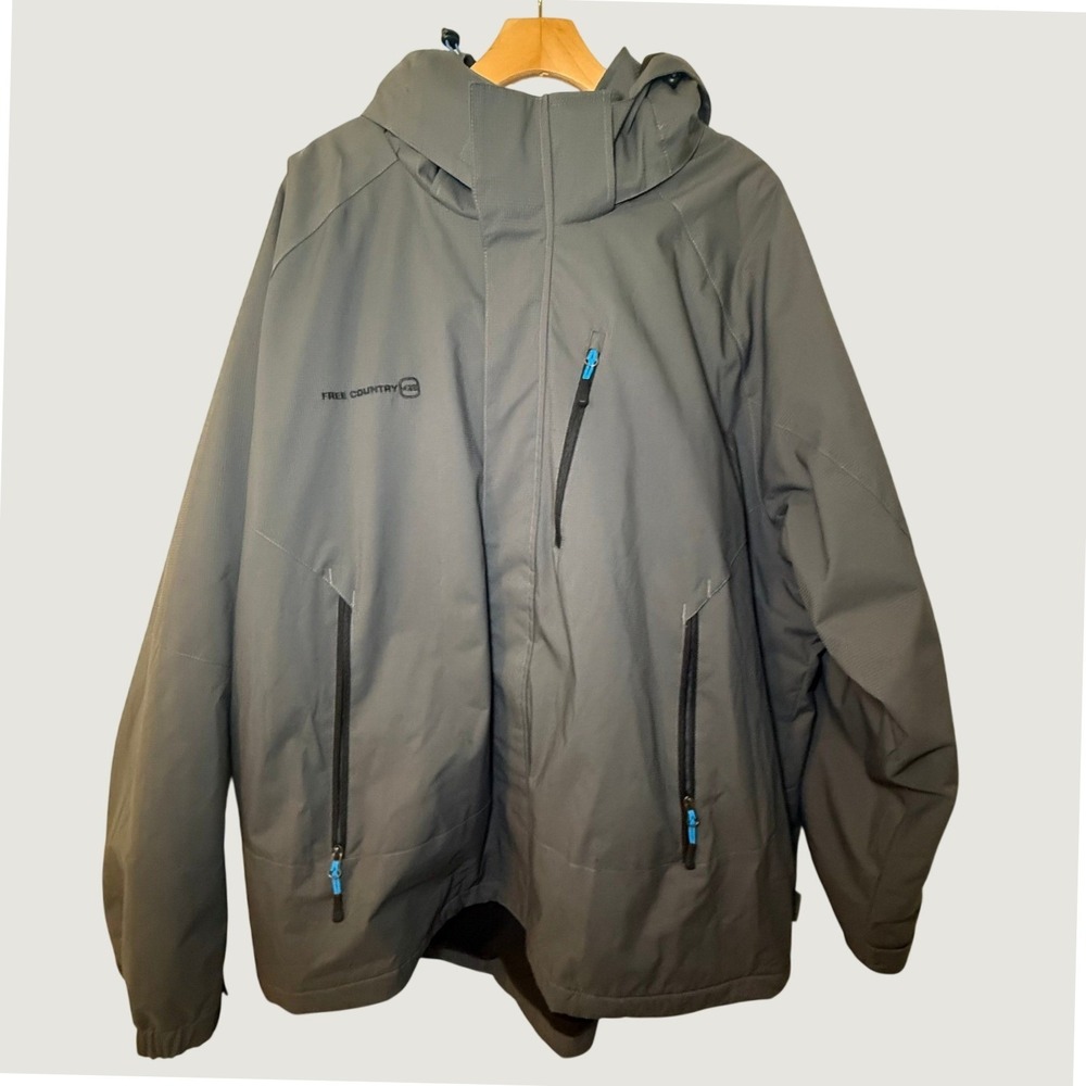 Free Country Mens 3XL Gray Hooded Softshell Fleece Lined Winter Jacket Coat - Picture 1 of 4